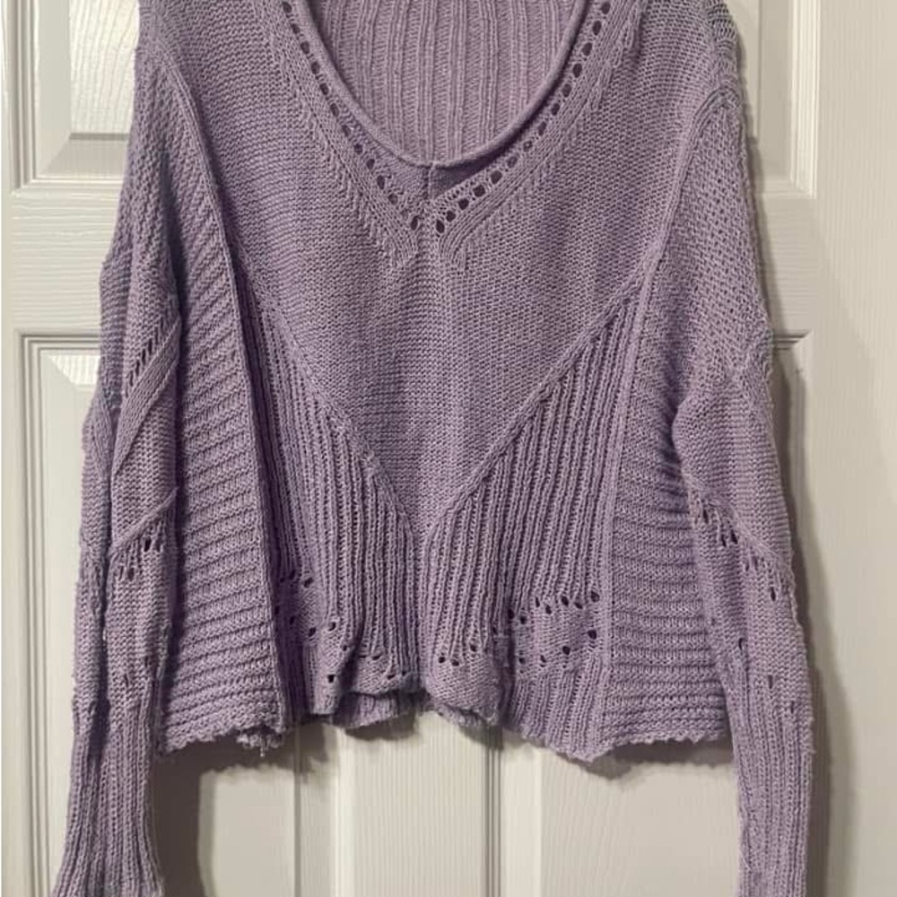 Altar'd State Purple V-Neck Sweater Relaxed Fit